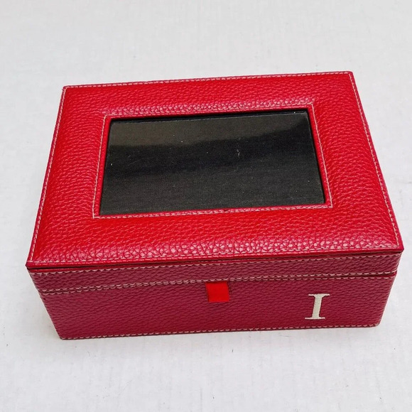 Gift Box Red Faux Leather Classic Collection Jewelry Organizer Trinket Photo - Picture 2 of 6